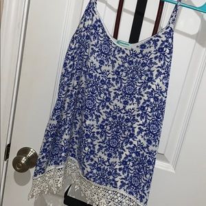 Floral tank with lace bottom